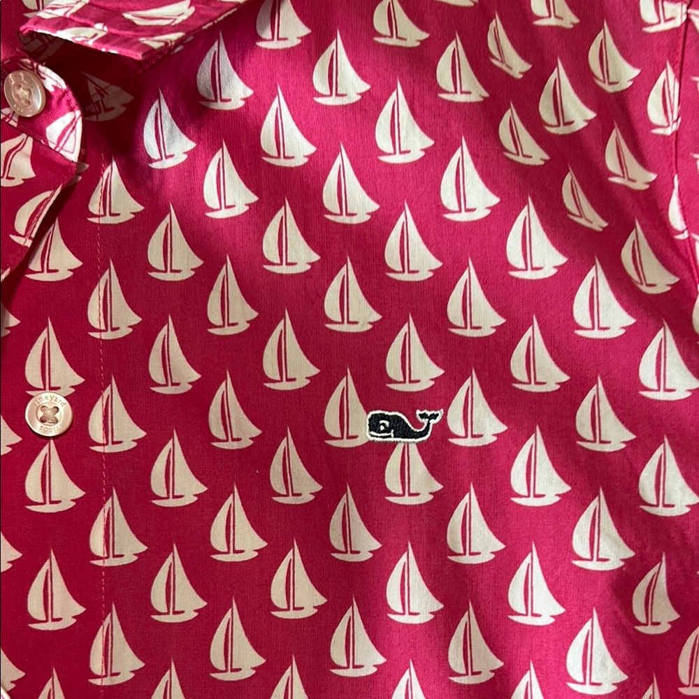 Woman’s Vineyard Vines Pink Sailboat Print blouse - Picture 2 of 3